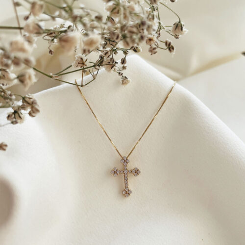 Mini Gold Cross Zircon