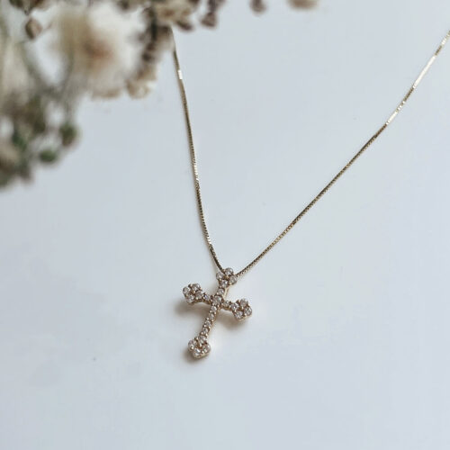 Mini Gold Cross Zircon