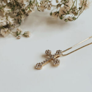 Mini Gold Cross Zircon