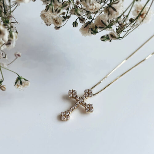 Mini Gold Cross Zircon