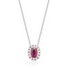 a necklace with a ruby and diamond