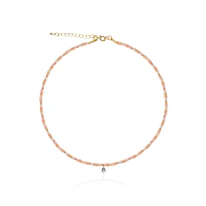 Collar de rodocrosita y topacio