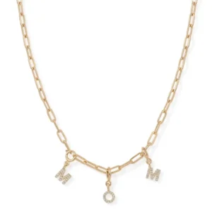 COLLAR PAPER CLIP EN PLATA CON ENCHAPE EN ORO AMARILLO 24K-  EDICION MOM